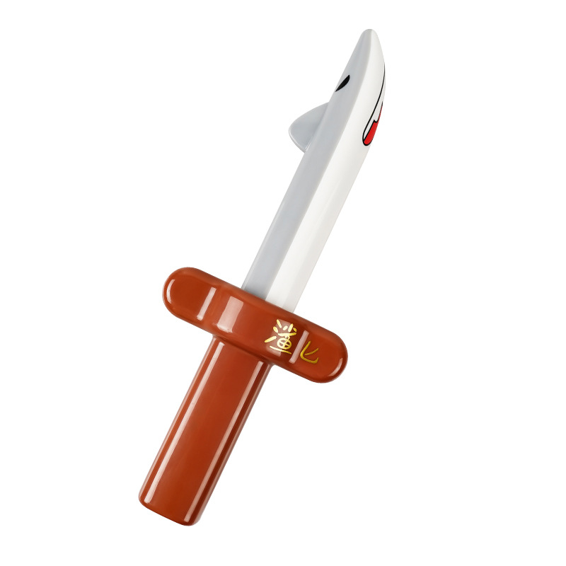 Adorable colgante de pegamento blando ABS tiburón daga homófono de cuchillo de tiburón espada retráctil descomprimir extraña hechizo-cuchillo de tiburón divertido
