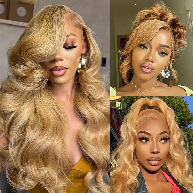Cross-Border Amazon Best-Selling Lace Wig Golden New Women's Big Wavy Long Curly Hair Full Head Wig
