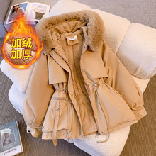 冬季棉服女2023新款中长款真毛领服加绒加厚棉衣外套女ins潮