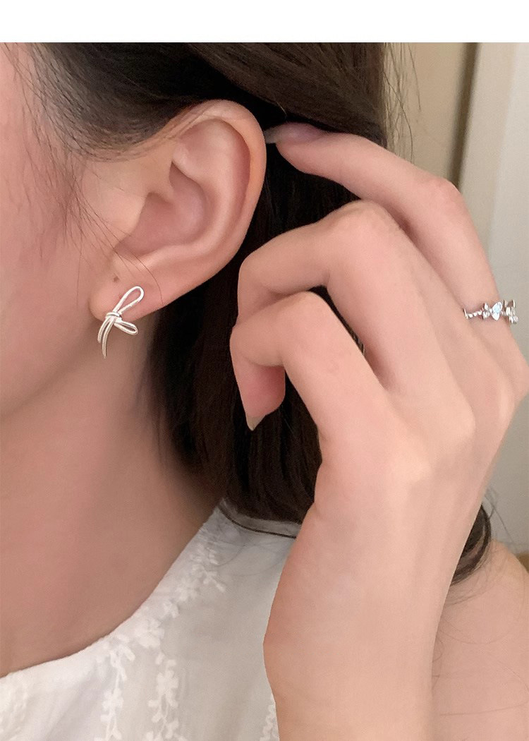 Ear Studs Classification 1 Pair 925 Sterling Silver Bow Knot Ear Studs