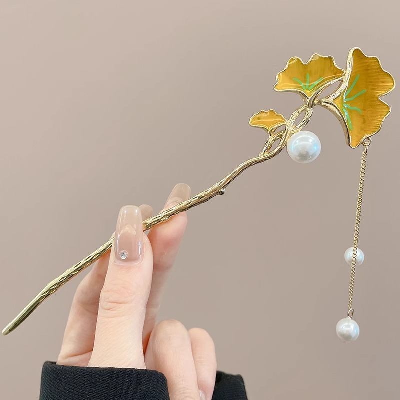 Horquilla de flores con flecos de estilo antiguo, temperamento femenino de alto nivel, escalón, horquilla de Hanfu, horquilla de cabello en la parte posterior de la cabeza, tocado de horquilla