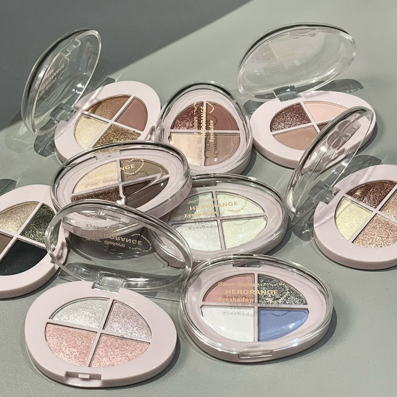 HERORANGE Sweet Gravity Eye Shadow Plate de cuatro colores, brillo de perla mate, brillo de alto brillo, sombras de ojos transfronterizas