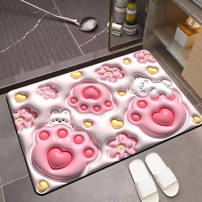 漫画吸収性マット浴室トイレドア珪藻泥フロアマット滑り止め速乾性フットマットドアマットトイレホームカーペット|undefined
