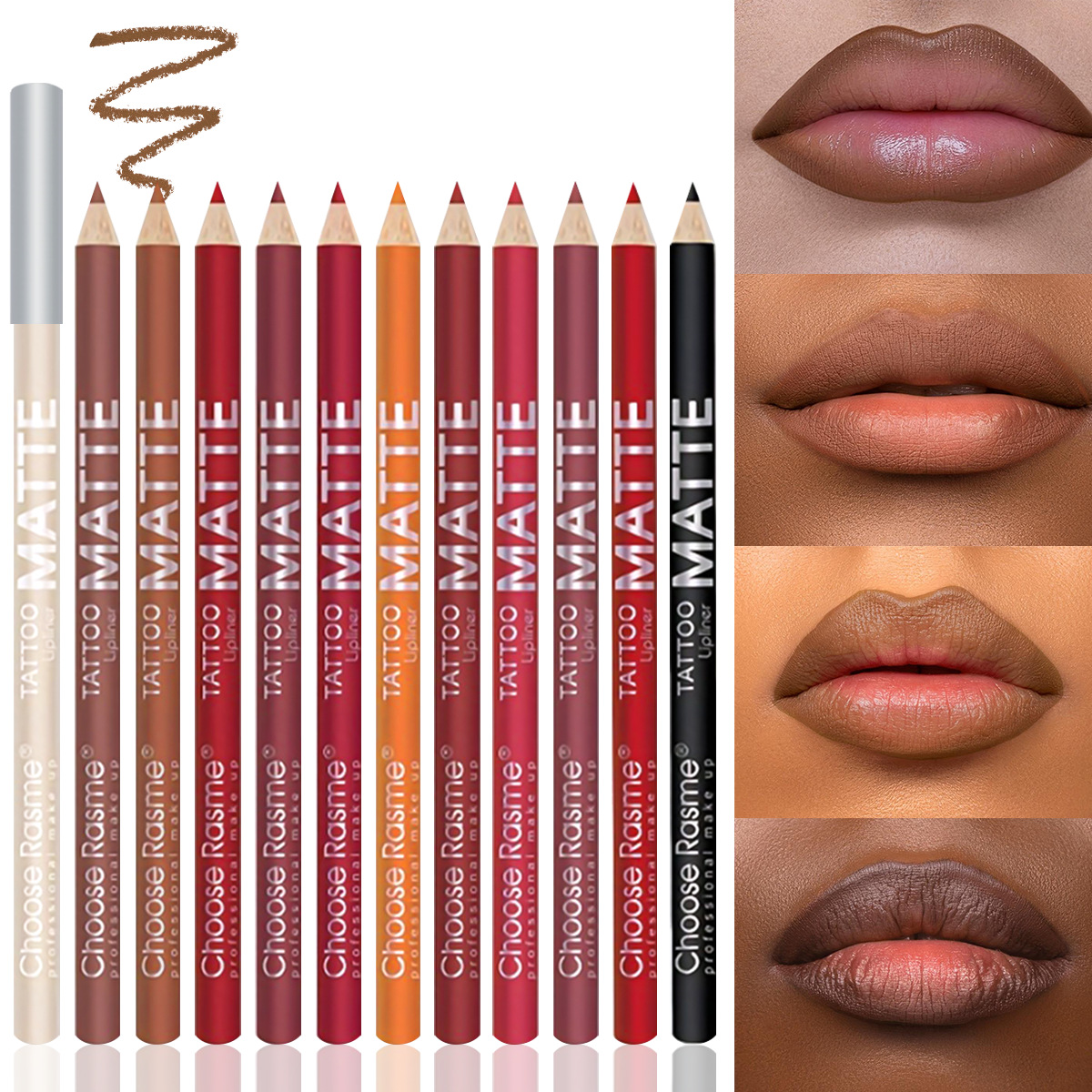 beliebtes 12-teiliges Lipliner-Set Wasserfester und leicht zu färbender matter Lippenstiftstift Lip Liner_voghion.com