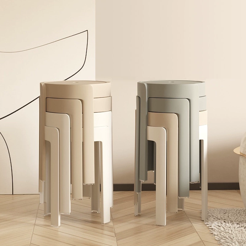 Пластиковый табурет, круглый табурет, обеденный стол, современный простой стульчик для кормления, запасной бытовой утолщенный клей для ветряной мельницы, штабелируемый