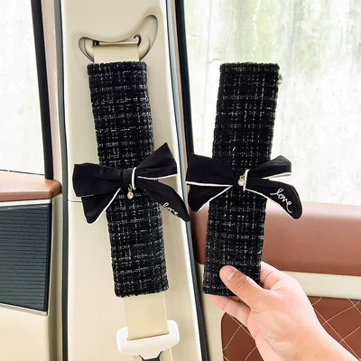 Creative Decoration New Year Gift – Seat belt shoulder pad - diamond-bow-black-four-season-small-fragrance-shoulder-pads-1-pair