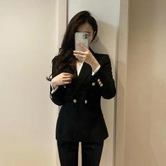 正装女套装大学生公务员面试工作服春秋西服黑色职业小西装套装女
