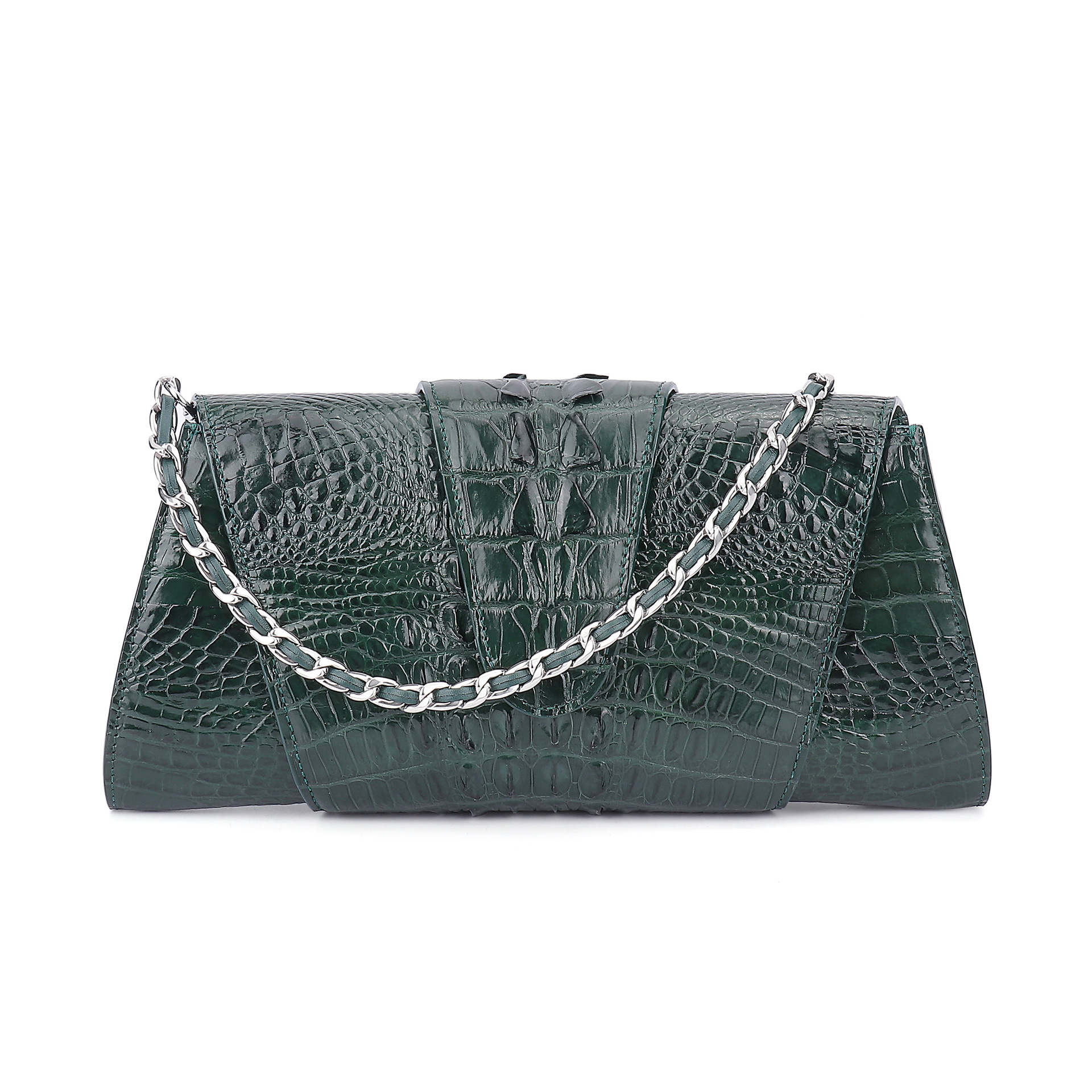 New Women's Evening Bag, Small Crossbody Party Clutch, Crocodile Embossed Chain Square Bag - Thumbnail 7
