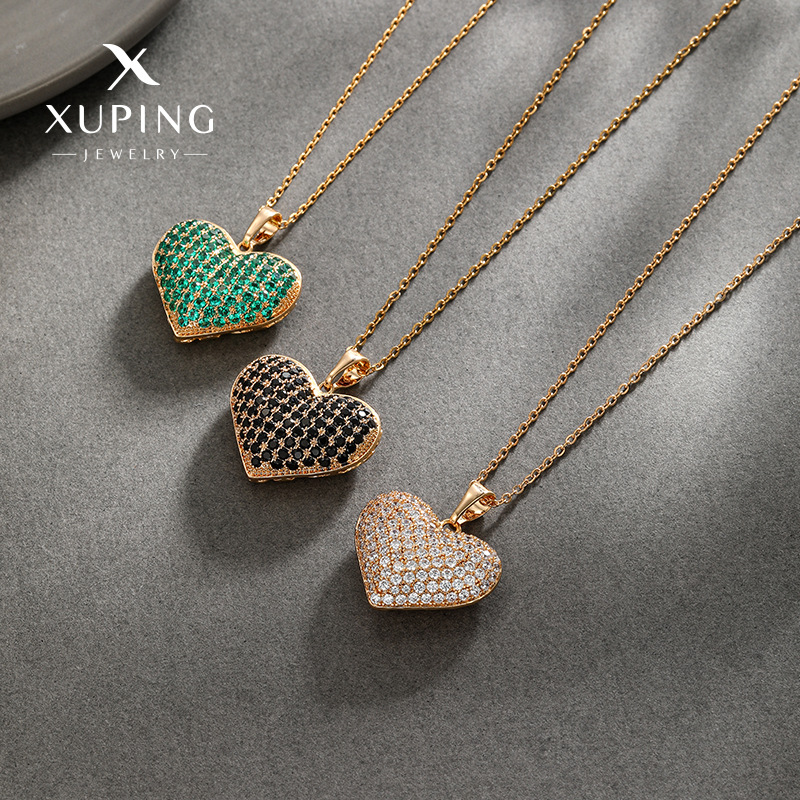 Xuping nueva aleación de cobre galvanizado amor colgante de hebilla de semilla de melón gemas artificiales estilo europeo y americano colgante de collar de lujo ligero
