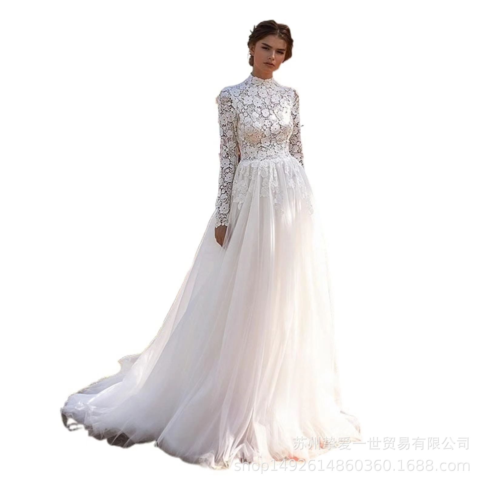 white elegant lace fitted long evening dress