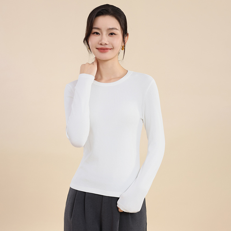 New Autumn and Winter Self-Heating Brushed Fleece Base Layer Women's Round-Neck Slim-Fit Stylish Tight-Fitting Warm Top New Autumn and Winter Self-Heating Brushed Fleece Base Layer Women's Round-Neck Slim-Fit Stylish Tight-Fitting Warm Top