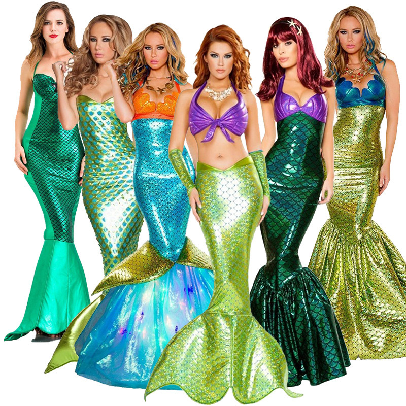 Halloween costume adult mermaid sequined princess dress fishtail cos European and American Amazon popular mermaid dress