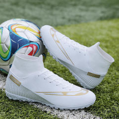 C羅運動鞋足球鞋男兒童高幫鴛鴦學生內馬爾碎釘AG長釘透氣比賽鞋