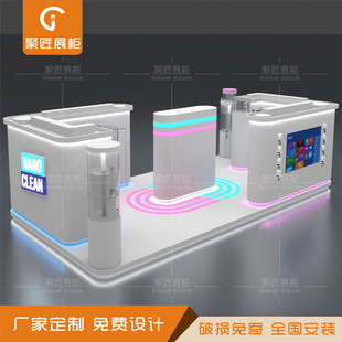 Supermarket Painted Wooden Double-Sided Acrylic Makeup Counter Shelf Skin Care Product Display Cosmetics Display Cabinet Makeup Table