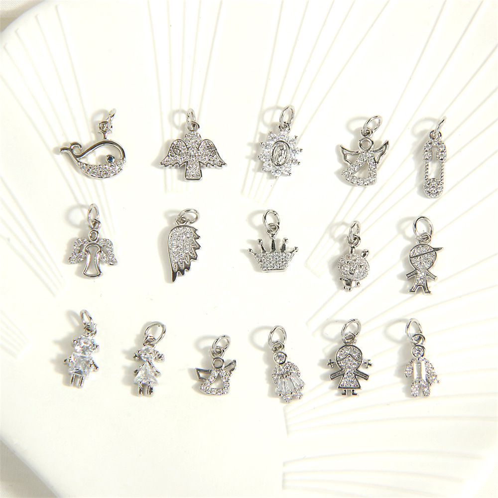 1g Weight Pendant Jewelry Making Type 13 * 7mm Jewelry Making Size Zircon Inlay Material DIY Jewelry Accessories Classification 1 Piece Quantity Copper Material Cartoon Character Pattern All Seasons Season Casual Style 1 Piece 13 * 7mm Copper Zircon Cartoon Character Pendant 无