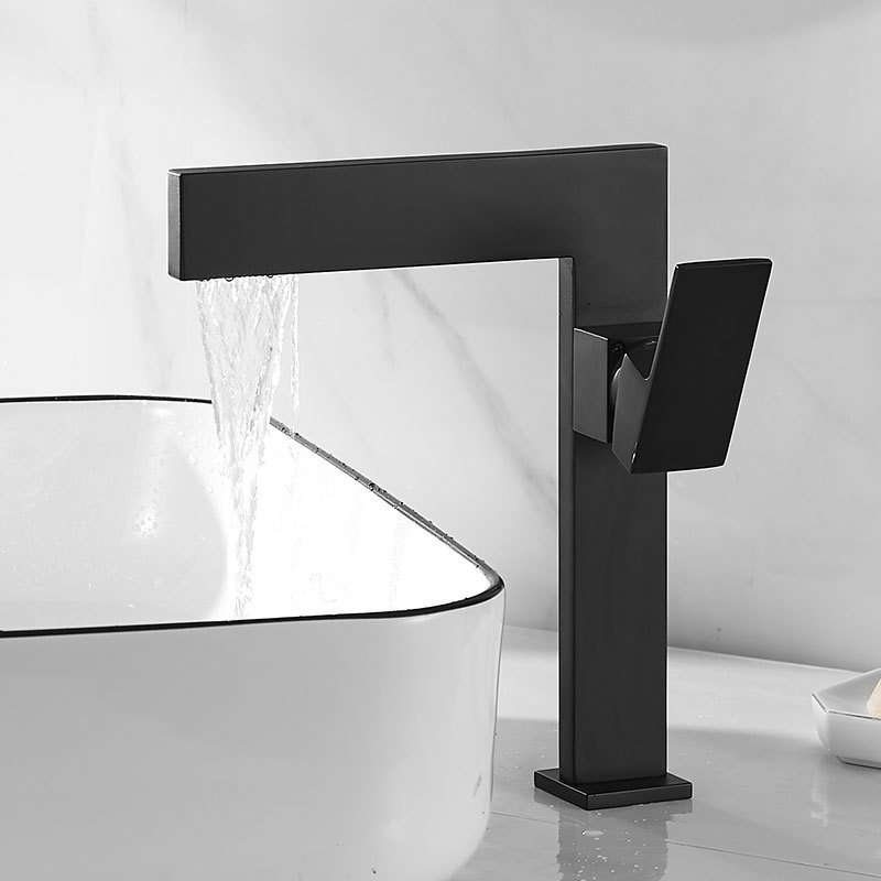 Cross-Border Light Luxury All-Copper Waterfall Washbasin Faucet Hot and Cold Handwashing Bathroom Vanity Faucet