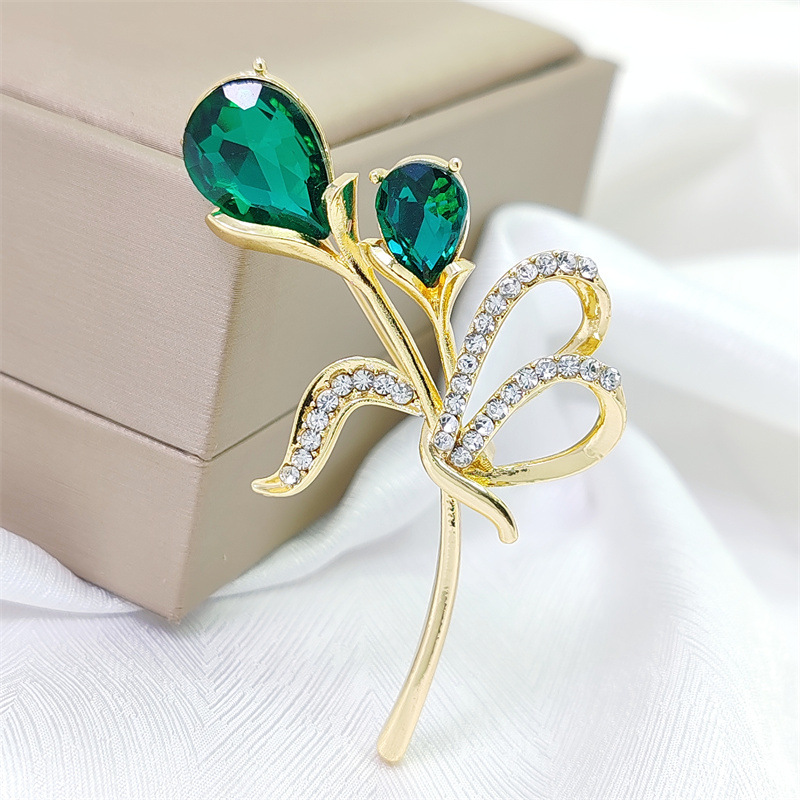 Luxuriöse Tulpen Brosche Mit Katzenaugen Stein Für Damen_voghion.com
