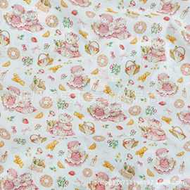 全棉数码印花布料纯棉小清新韩系卡通兔子面料女装家居服箱包童装