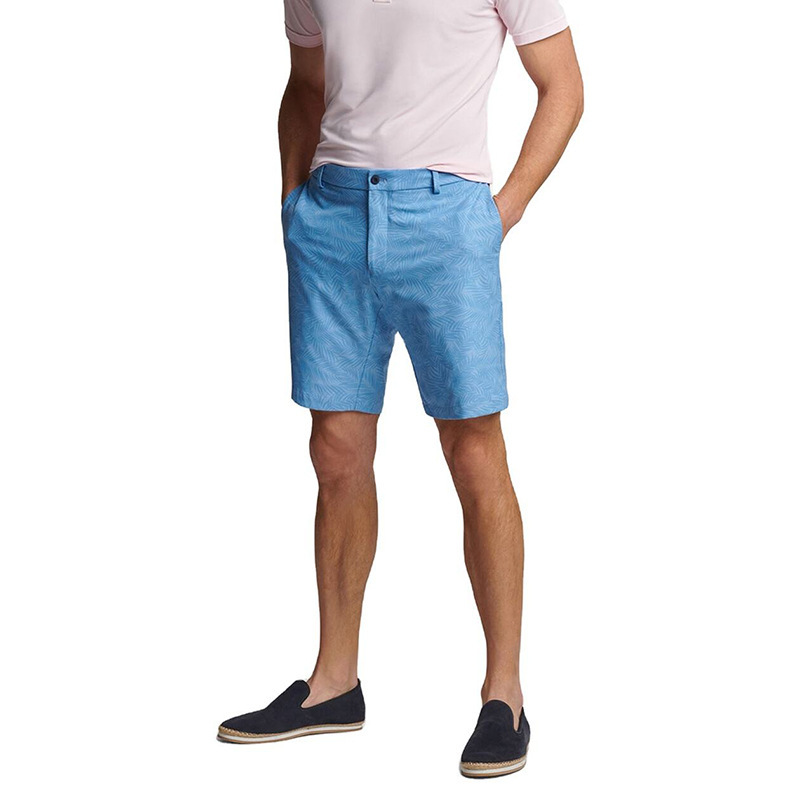Casual dye print graphic polyester spandex short Button Men's elastic stretch comfortable golf shorts
