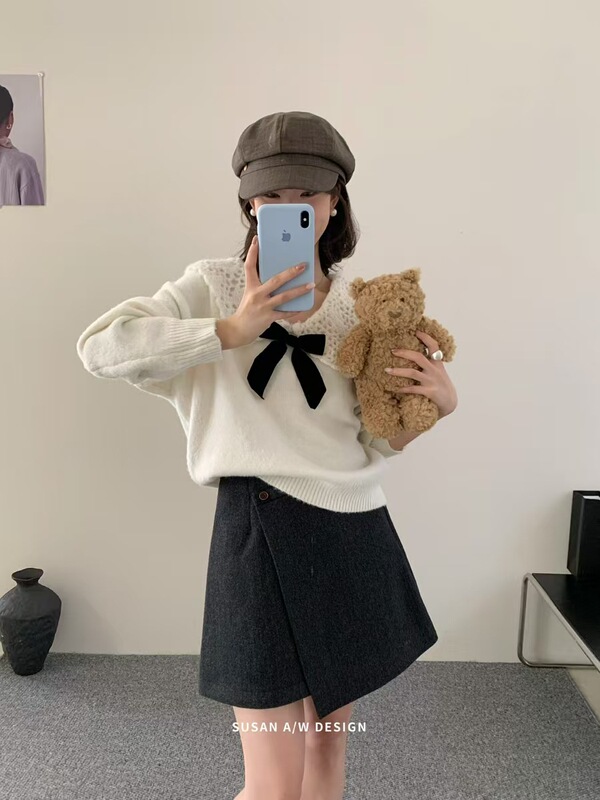 苏珊 2025甜美设计感穿搭娃娃领毛衣女秋冬温柔减龄慵懒风上衣808|undefined