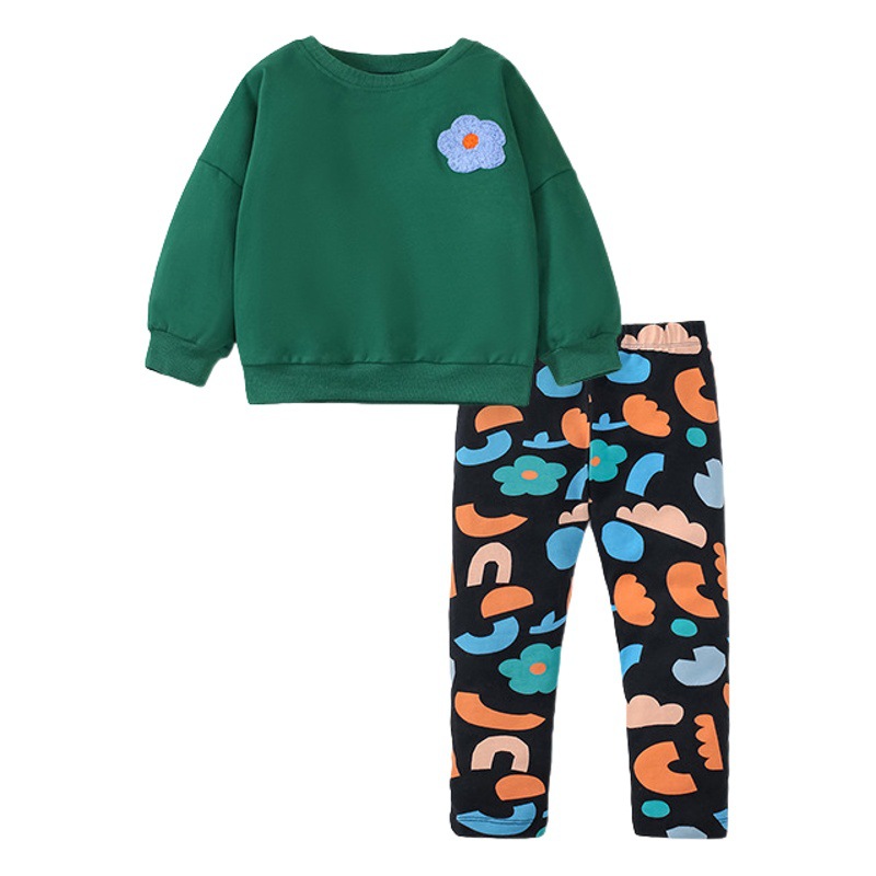 Pequeño Maven Otoño e Invierno niñas traje de lana forrado de manga larga suéter de los niños traje europeo y americano casual niñas traje