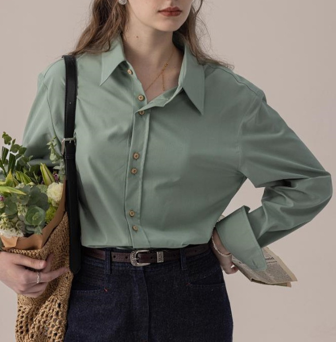 "Frida's Rose" Suede-Like Textured French-Style Long-Sleeve Shirt with Embroidered Back, New for Spring 2026 "Frida's Rose" Suede-Like Textured French-Style Long-Sleeve Shirt with Embroidered Back, New for Spring 2026