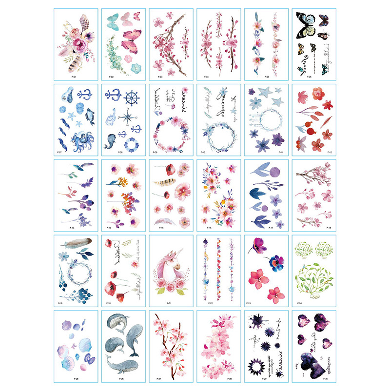 Pequeñas pegatinas de tatuajes de flores impermeables frescas, tatuajes de hombres y mujeres sexy, cicatrices desechables, pegatinas de tatuajes de rosas personalizadas