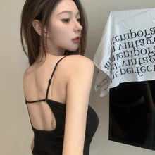 W50074-人棉磨毛保暖#秋季加绒保暖背心女士免穿文胸带胸垫