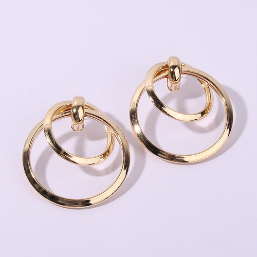 EA775 Limeng jewelry manufacturer European and American fashion new geometric ear hoop earrings personalized double layer hoop earrings for women