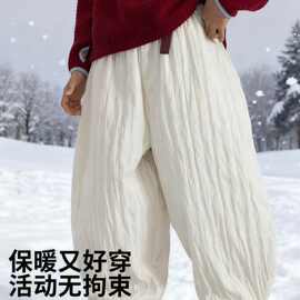 儿童棉裤秋冬外穿防风2025儿童中童洋气男女童三层夹棉加厚保暖裤
