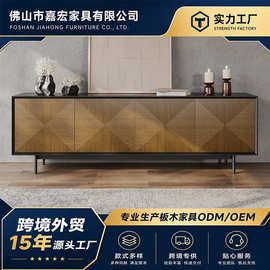 轻奢简约中古风实木电视柜客厅家用兹欧落地式储物柜法式复古地柜
