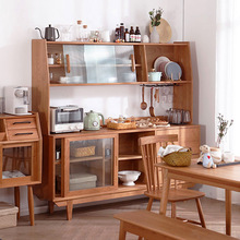 现代简约实木樱桃木餐边柜 北欧高柜茶水柜 客厅置物储物柜餐边桌