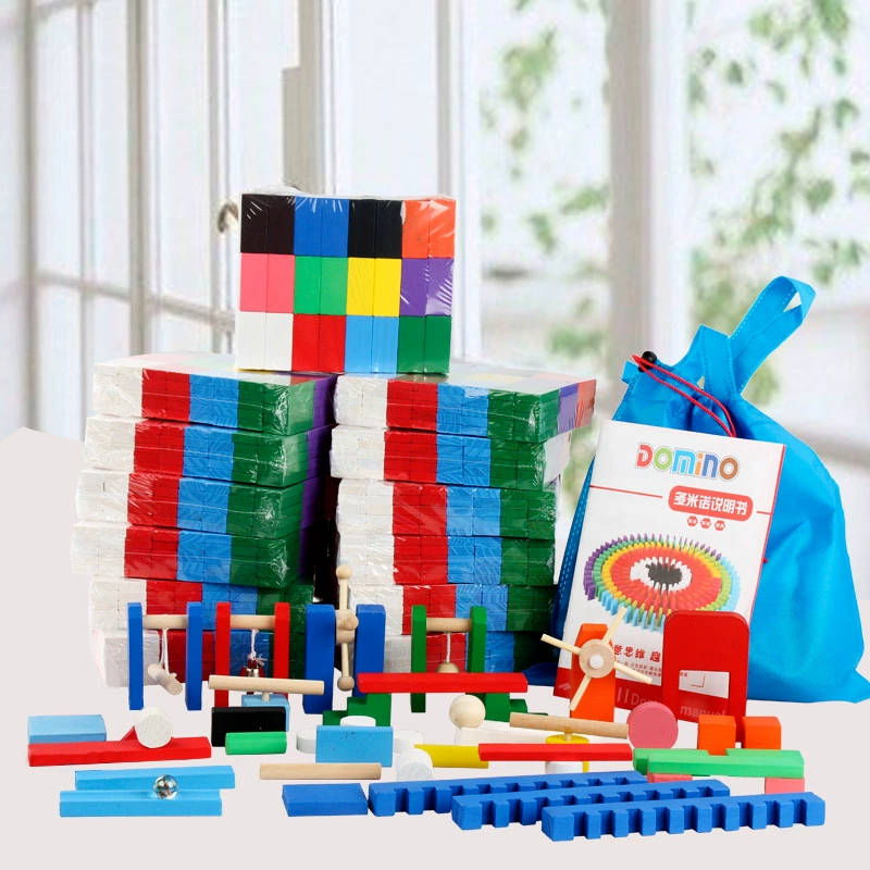 Деревянные цвета домино орган детские строительные блоки детский сад образовательные разведки игрушки подарок оптовая фабрика