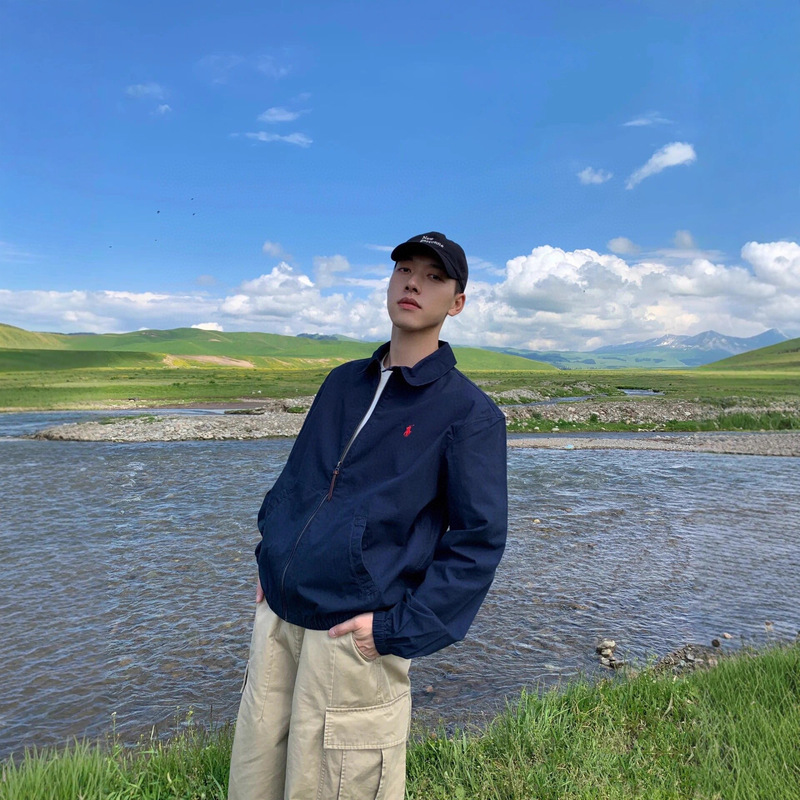 High-Quality Rl Ralph Lauren Embroidered Correct Version Classic Retro Lapel Harrington Casual Jacket with a Lazy Feel for Men