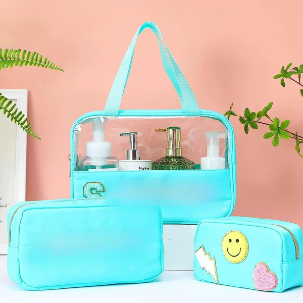 Transparent pvc Letter Wash Bag High Color Value Large Capacity Beach Bag Convenient Portable Cosmetic Bag Travel Storage Bag
