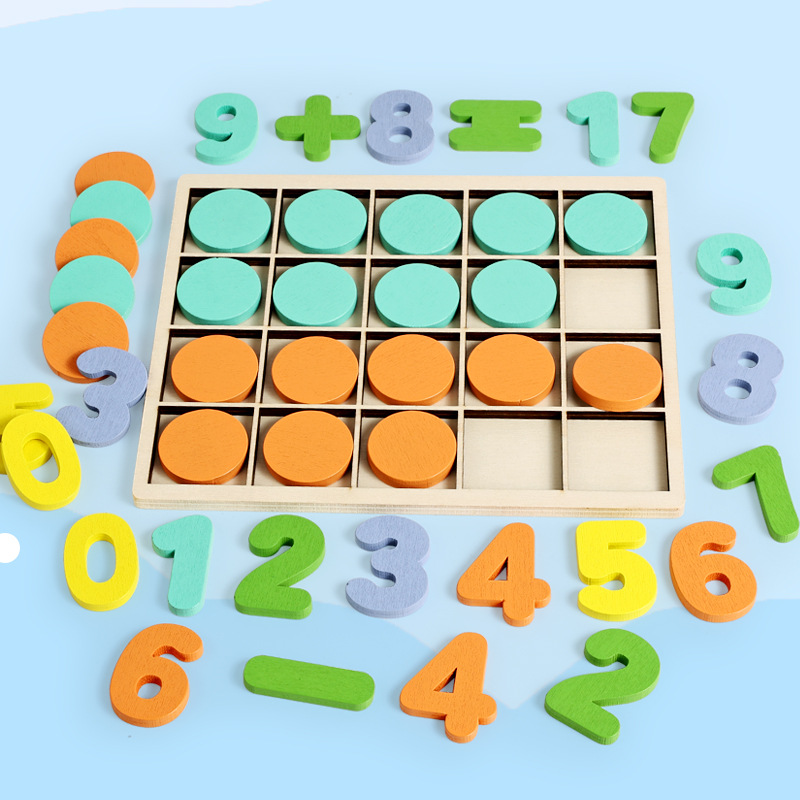 Educación temprana para niños Monty iluminación matriz cuadrada digital madera color 0 - 9 matemáticas rompecabezas disco ayuda de enseñanza para jardín de infantes