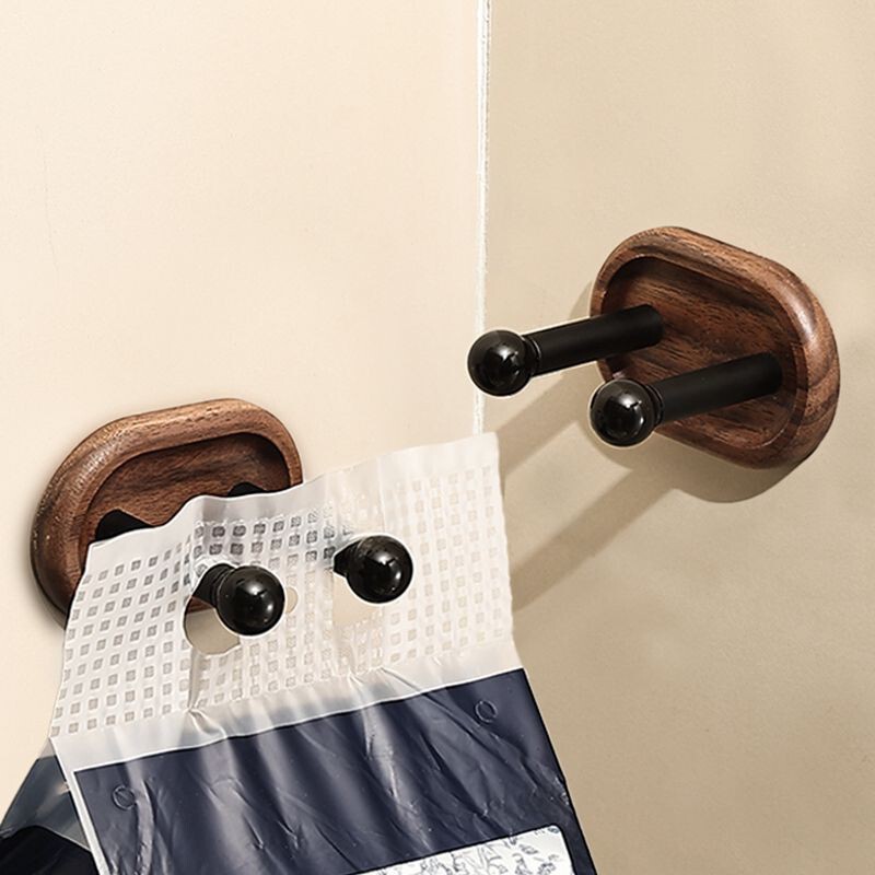 Walnut Hanging Paper Towel Hook for Bathroom and Kitchen, Large Roll Face Towel Special Double-Headed Traceless Adhesive Hook