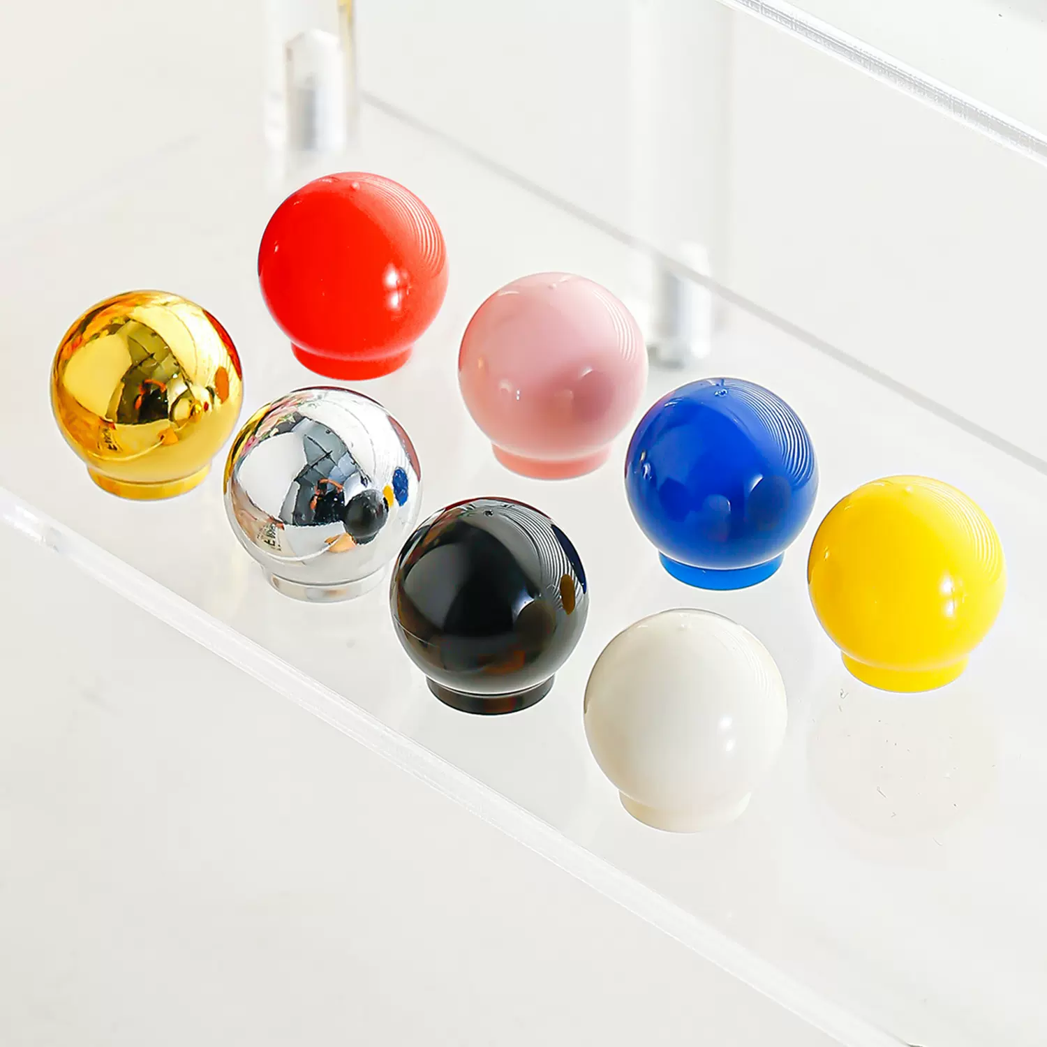 多巴胺衣柜拉手日式极简可爱彩色圆球柜拉手圆形柜门单孔抽屉把手