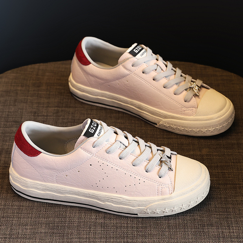 2026 Spring New Casual Flat Color-Block Lace-Up Korean Style College-Style Commuter Women's White Shoes Wholesale 2026 Spring New Casual Flat Color-Block Lace-Up Korean Style College-Style Commuter Women's White Shoes Wholesale