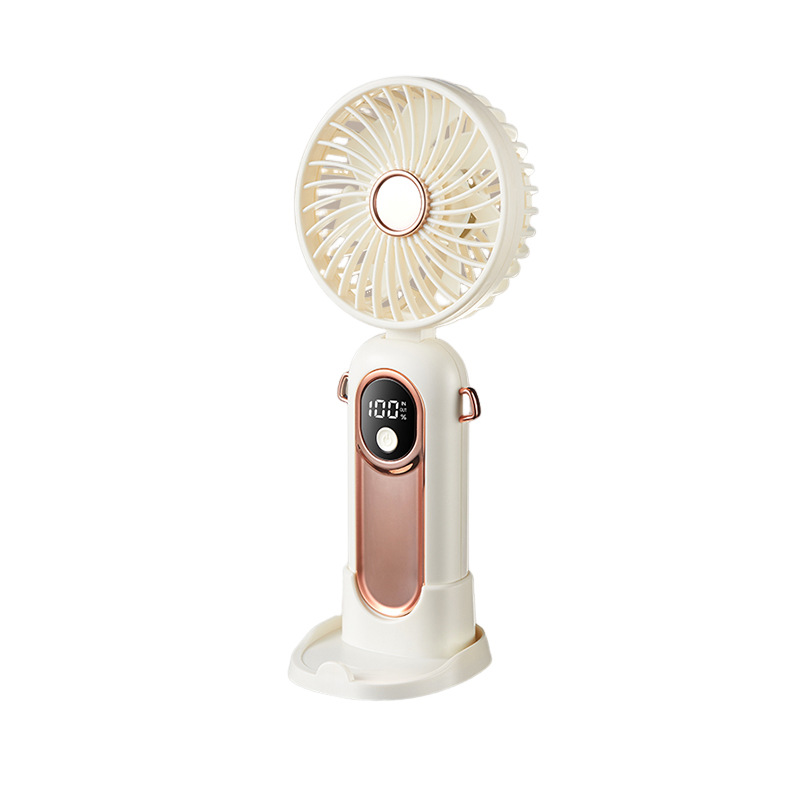 Mini ventilador personalizado 5 velocidades portátil al aire libre cuello colgante recargable plegable con pantalla digital USB ventilador de mano image 6