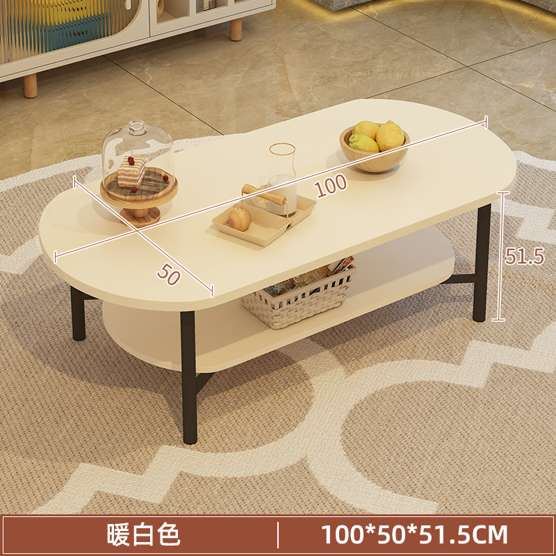 Mesa de café pequeño apartamento sala de estar casa sofá mesa de té simple moderna mesa ovalada minimalista crema estilo mesa pequeña