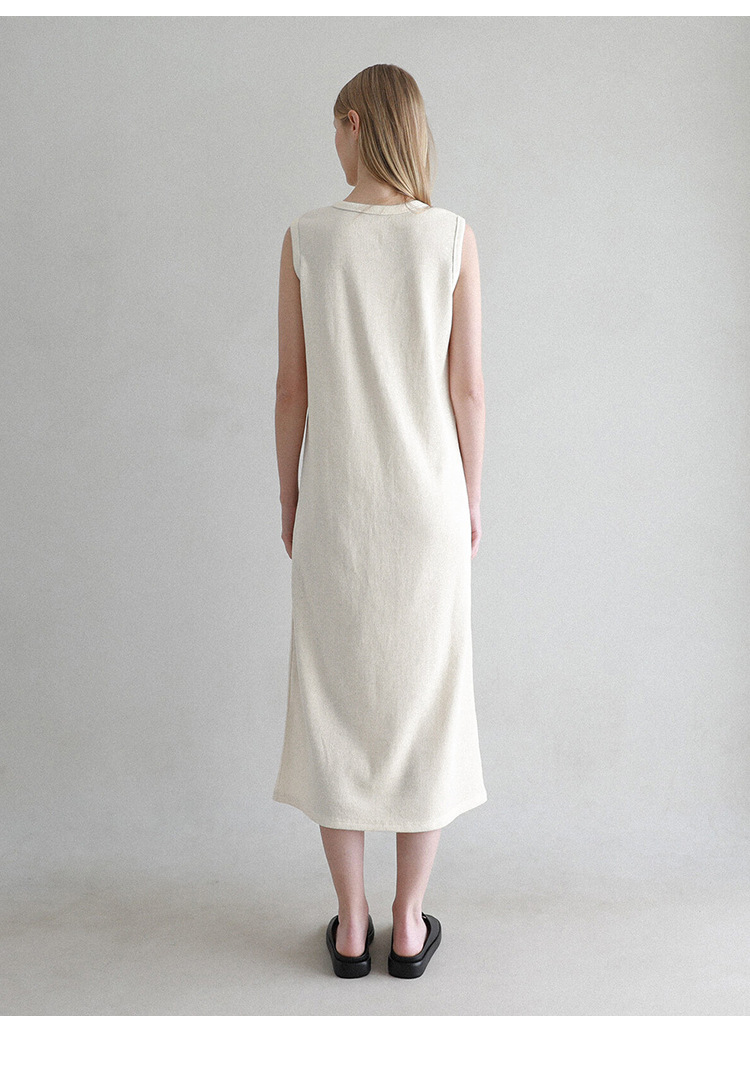 Sleeveless Dress French Waffle Texture Skin Friendly Vest Dress Simple Thin A line Maxi Dress Women Clothing