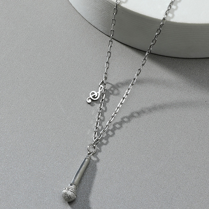 HIPHOP hip-hop trend microphone necklace personality fashion microphone pendant cross-border new