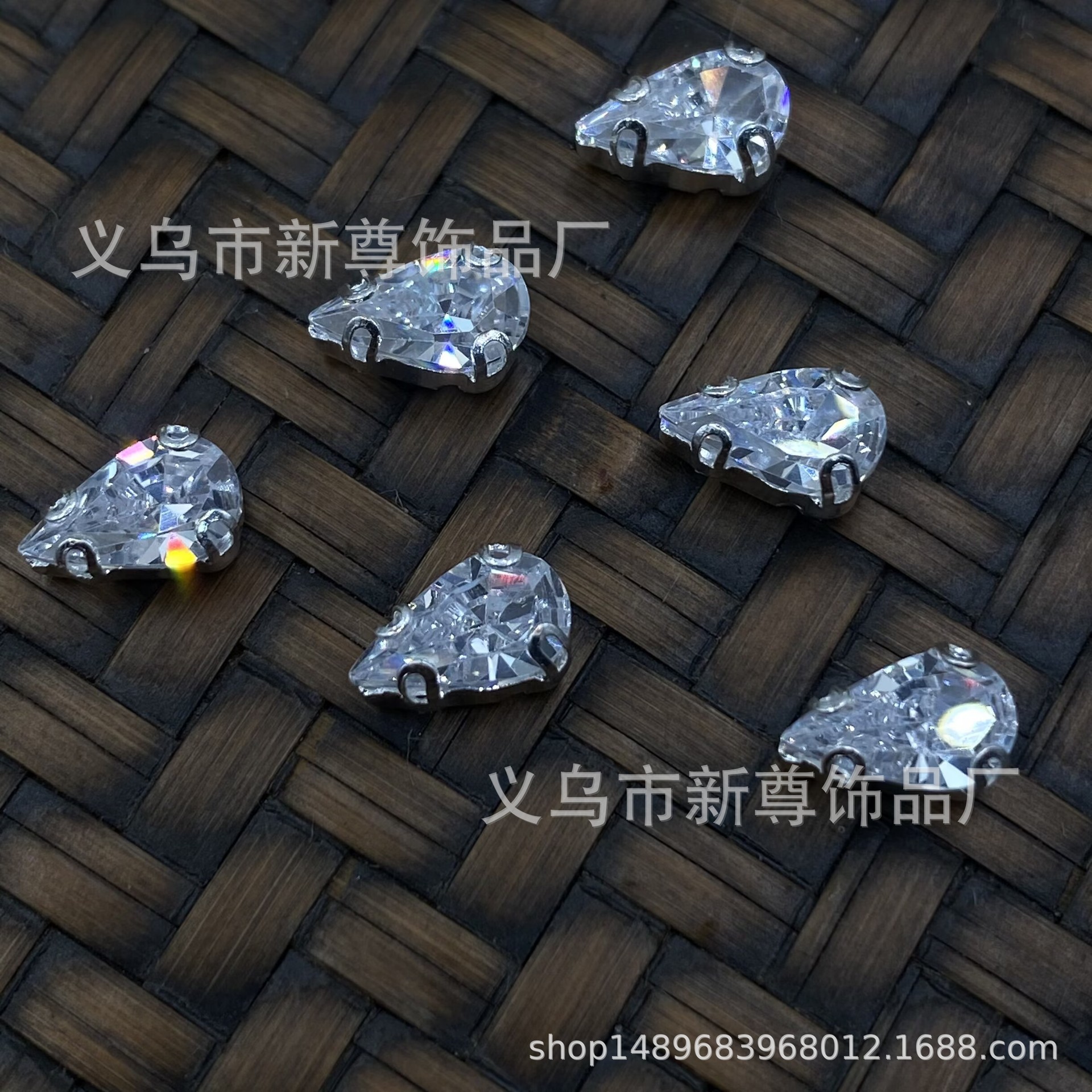 五A级锆石爪钻锆石水钻K9施华洛水滴银色抗氧化高保色 爪钻爪链条