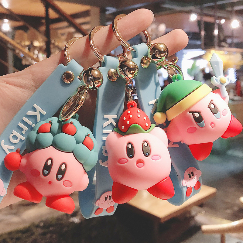 Creative and Cute Kirby Keychain Cartoon Couple Bag Pendant Car Key Decoration Small Gift Wholesale