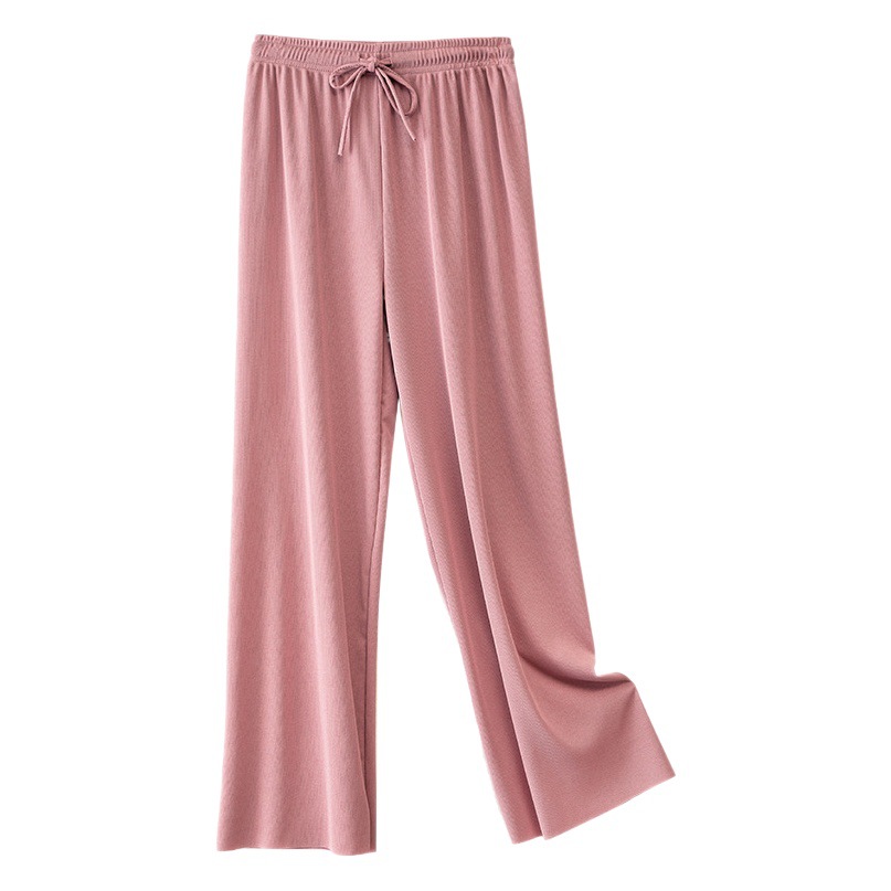 Ice Silk Wide-Leg Pants for Women, Summer 2026 New Style, High-Waisted, Drapey, Loose, Slimming, Straight-Cut, Floor-Length, Casual Walking Pants