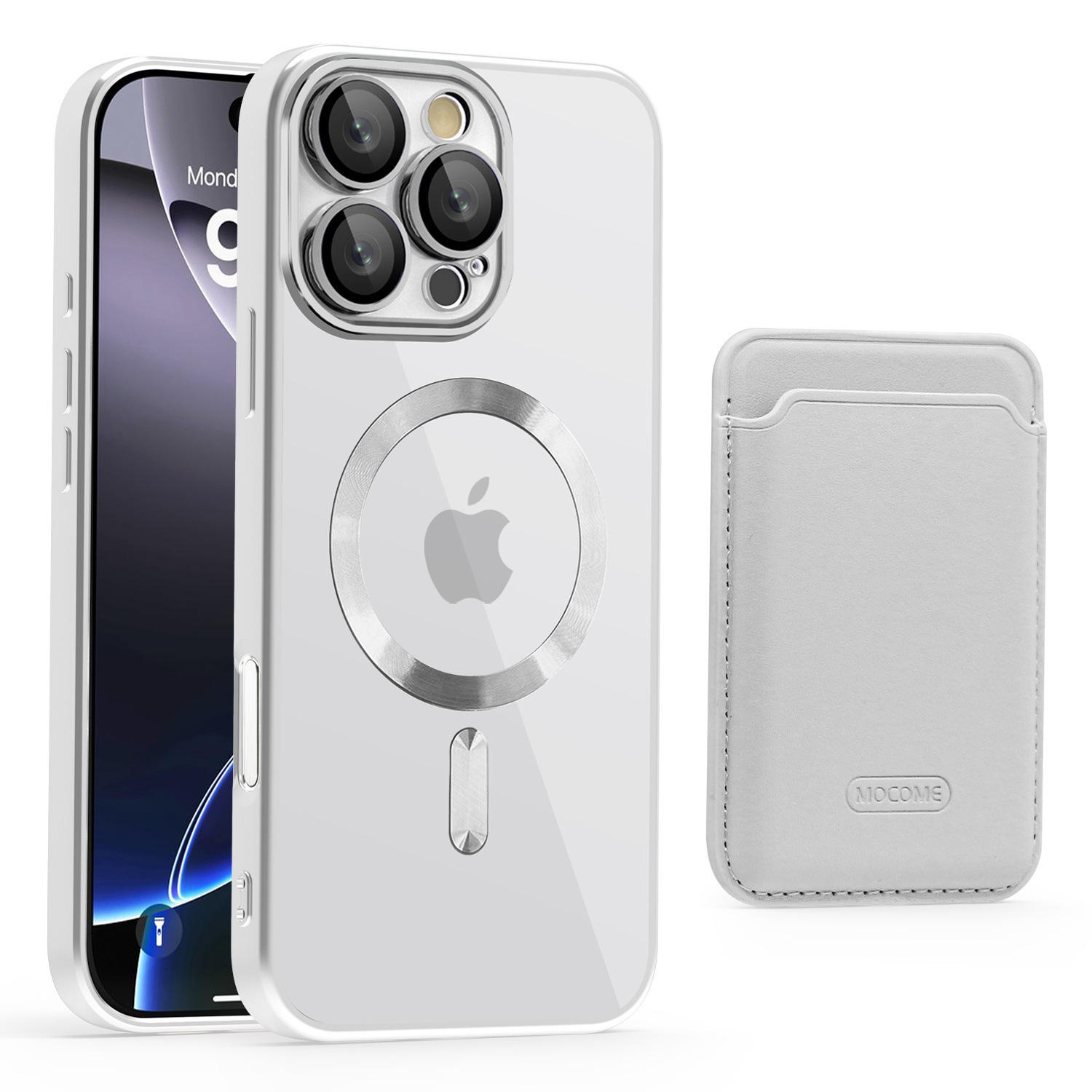 Gold Shield CD Magnetic Case + Card Bag para iPhone16 Apple 15PM Case a prueba de caídas transfronterizas