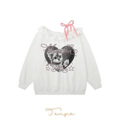Mint Miaow 25秋季新品美式可爱露肩小狗印花套头卫衣