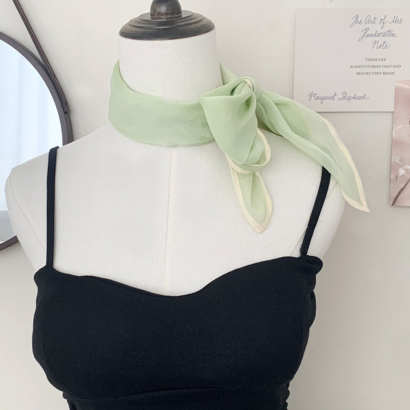 Bufanda de seda, bufanda cuadrada pequeña, bufanda de seda de gasa de muaré retro fresca, sentido de alta calidad, bufanda de cuello literaria, bufanda en la cabeza, banda para el cabello