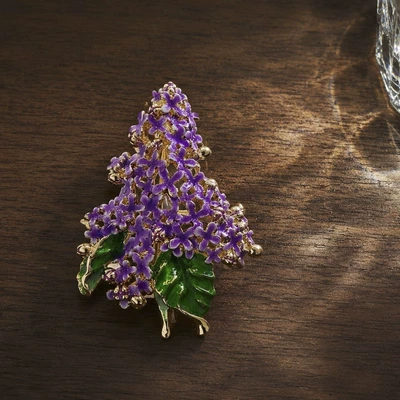 Purple Lilac Flower Brooch, High-End Feminine Enamel Corsage, Niche High-End Anti-Exposure Pin Accessories